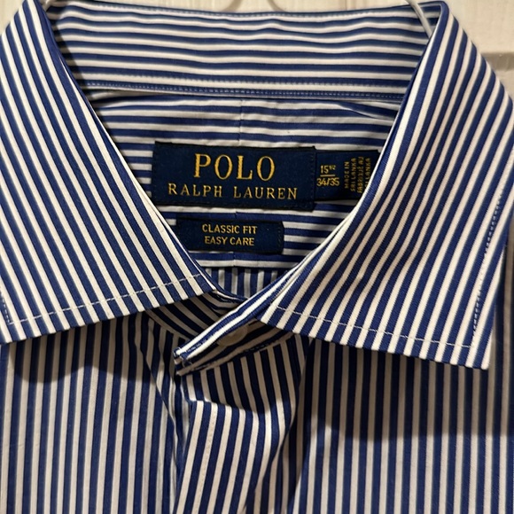 Polo Ralph Lauren Blue/White Striped Spread Collar Dress Shirt - Picture 3 of 4